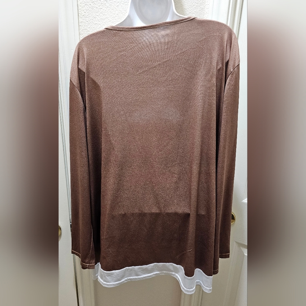 Bronze Peasant Long Sleeve With White Insert & Button Detail XL EUC - Picture 6 of 7